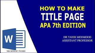 How to Make a Title Page APA 7th edition  APA Style 7th Edition Student Paper Formatting [upl. by Emmanuel]