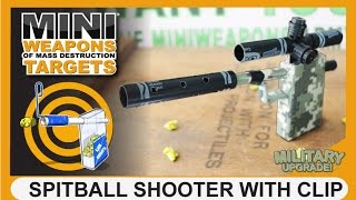 SPITBALL SHOOTER WITH CLIP  MiniWeapons of Mass Destruction Targets  Homemade gun Tic Tac [upl. by Luzader436]