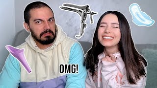 QUIZZING BOYFRIEND ON FEMALE PRODUCTS خليت حبيبي يحزر اغراض البنات من الصور جلطني 🤯 [upl. by Heyward43]