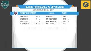 Cricket North West  CNW Mens First Grade  Round 15  Burnie Hurricanes v Ulverstone  Day 1 [upl. by Urba]