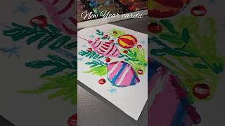 New Years cards painting with oil pastels for beginners art winter [upl. by Stevie190]