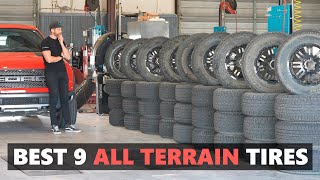 The BEST 9 All Terrain AT Tires Tested Conti vs BFGoodrich vs Firestone vs Toyo vs Nitto  More [upl. by Sieracki]