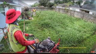 PART 1 Mowing a Overgrown Backyard  Mowing tall grass REAL TIME amp SOUNDS [upl. by Vins]