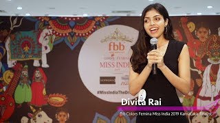 Divita Rais introduction at Miss India 2019 Karnataka auditions [upl. by Anneehs]