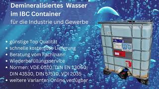 Demineralisiertes Destilliertes Wasser im IBC Container [upl. by Ahsinet849]