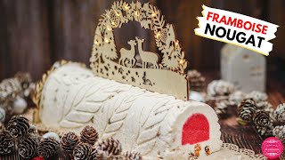 Recette de bûche de Noël glacée framboise nougat [upl. by Yrokcaz177]