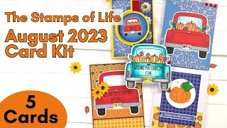 The Stamps of Life August 2023 Club Kits  TailGate2Stamp  5 Cards [upl. by Reimer929]