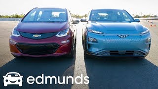 Hyundai Kona Electric vs Chevrolet Bolt EV Which Is the Best Affordable LongRange EV  Edmunds [upl. by Prouty49]