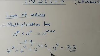 INDICES  Laws of Indices  Lesson 1 [upl. by Krawczyk743]