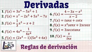 La Derivada y las reglas de derivación  10 Ejercicios explicados desde cero  La Prof Lina M3 [upl. by Duwad810]