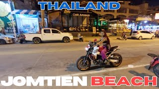 Night Exploring Jomtien in PATTAYA Thailand  Beach Restaurants Hotels Bars [upl. by Killarney]