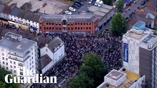 Aerial footage shows peaceful demonstrations in London [upl. by Esya]