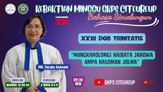 LIVE Kebaktian Berbahasa Simalungun GKPS Citeureup Minggu 3 November 2024  PW Erlina Saragih [upl. by Adaynek]