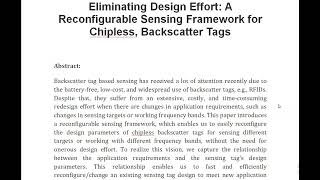 Eliminating Design Effort A Reconfigurable Sensing Framework for Chipless Backscatter Tags [upl. by Brodie508]