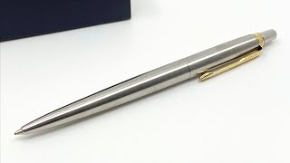 Parker Jotter Ball Point Pen 🖊 Stainless Steel Gold Trim [upl. by Relyat]