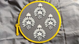 Chikankari Embroidery Design For Kurti and Dress Hand Embroidery Tutorial Flower embroidery [upl. by Ardnuhsal]