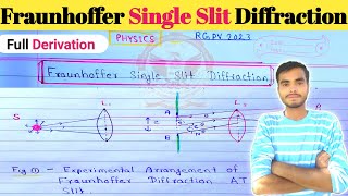 Fraunhoffer Diffraction — Single Slit Derivation  Physics  BTech BSc  Rgpv Exam 2023 [upl. by Kamat881]