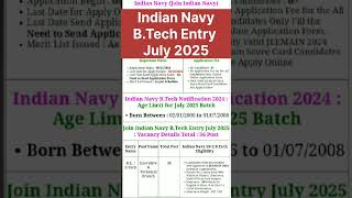 Indian Navy BTech Entry 2025 shorts job indianarmy [upl. by Lered]