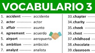 Vocabulario en inglés con pronunciación lección 3 de 8 200 palabras en inglés y español [upl. by Ynos]