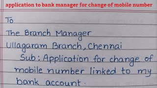 Application to bank manager for change of mobile number [upl. by Marka]