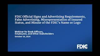 FDIC Rules on Signage Advertising Misrepresentation of Deposit Insurance and Logo Misuse [upl. by Mckenzie489]