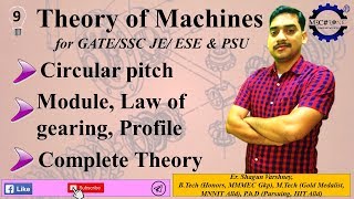 Theory of Machines Lecture 9 Circular amp diametral pitch module law of gearing involute profile [upl. by Mable]