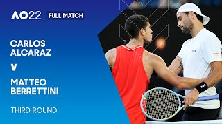 Carlos Alcaraz v Matteo Berrettini Full Match  Australian Open 2022 Third Round [upl. by Cheshire]