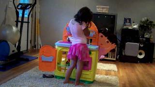 Madison playing with her Dora kitchen [upl. by Ahseia]