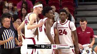 Troy vs Arkansas  Men Basketball Nov 132024 [upl. by Eylhsa]