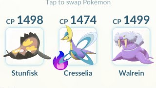 Using New Shadow Cresselia Team in Great Battle League pokemongo [upl. by Cordeelia]