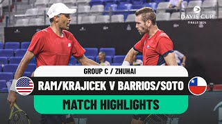 Rajeev RamAustin Krajicek v Tomas BarriosMatias Soto Highlights  Davis Cup Finals Group Stage [upl. by Ahsinrad]