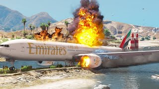 United B777 Airplane Crash Landing After Engine Failures in GTA 5 Los Santos [upl. by Dukie]