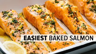 BAKED SALMON  easy nofail recipe with lemon garlic butter [upl. by Harolda]