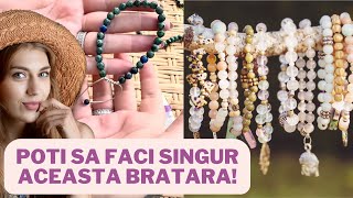 Cum sa faci o bratara simpla cu pietre semipretioase si nod culisant 🌼 bratara tutorial [upl. by Meeks]