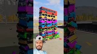 Mixed Rainbow Colour Cars amp Buses Fall Crash 10  BeamNGDrive [upl. by Segalman]