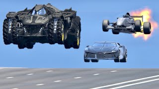 Bugatti La Voiture Noire vs Formula Jet Engine vs Batmobile  Drag Race 20 KM [upl. by Nosille267]