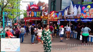 4K Walking Tour of Clifton Hill Niagara Falls Ontario Canada [upl. by Jarrid]