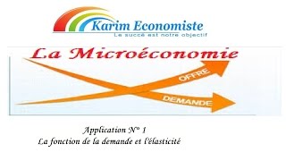 Microéconomie S1 partie 18 quot Application N° 1  la fonction de la demande et lélasticité quot [upl. by Nemracledairam]