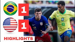 USA vs Brazil HIGHLIGHTS amp ALL GOALS 11 Rodrygo Goal Pulisic Goal vs Brazil [upl. by Airdnahs]