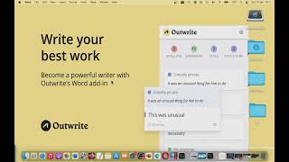 Outwrite AI Writing Assistant MAC OS addinaddonplugin WORD [upl. by Aiekan]