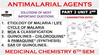 Solution  Antimalarial drugs  Part 3 Unit 2  Medicinal Chemistry 6th Semester [upl. by Beryl968]