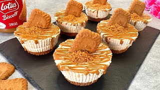 Lotus Biscoff mini cheesecakes Easy and yummy no bake dessert [upl. by Shirl]