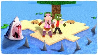 🤘 MINECRAFT  NADANDO CON TIBURONES EN UNA ISLA DESIERTA [upl. by Drol]