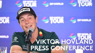 Viktor Hovlands Full Press Conference  2023 DP World Tour Championship [upl. by Nanreik]