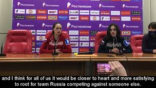 Zagitova Medvedeva  Press Conference Nr 2 at 2021 Channel One Cup  Feb 7 2021 [upl. by Jesher922]