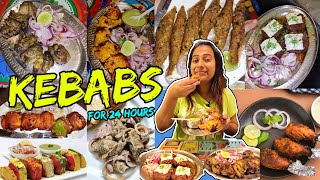 I only ate quotKEBABquot 🍗🍖🍢for 24 Hours Challenge  Galouti Paneer Fish Kebab amp more  Food Challenge [upl. by Malchus]