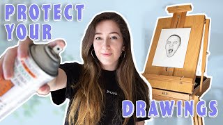 HOW TO PREVENT PENCIL DRAWINGS FROM SMUDGING  What is fixative amp how do I use it Protect your art [upl. by Paxon724]