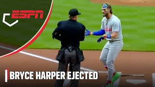 Bryce Harper EJECTED for pleading his case with the umpire  ESPN MLB [upl. by Anayeek]