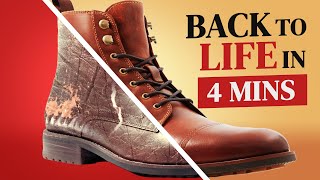 Ultimate Guide To Restoring Leather Boots  Back To Life In 4 Mins [upl. by Nylikcaj]