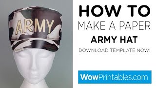 How To Make a Paper Army Hat  Printable Template [upl. by Atilamrac]